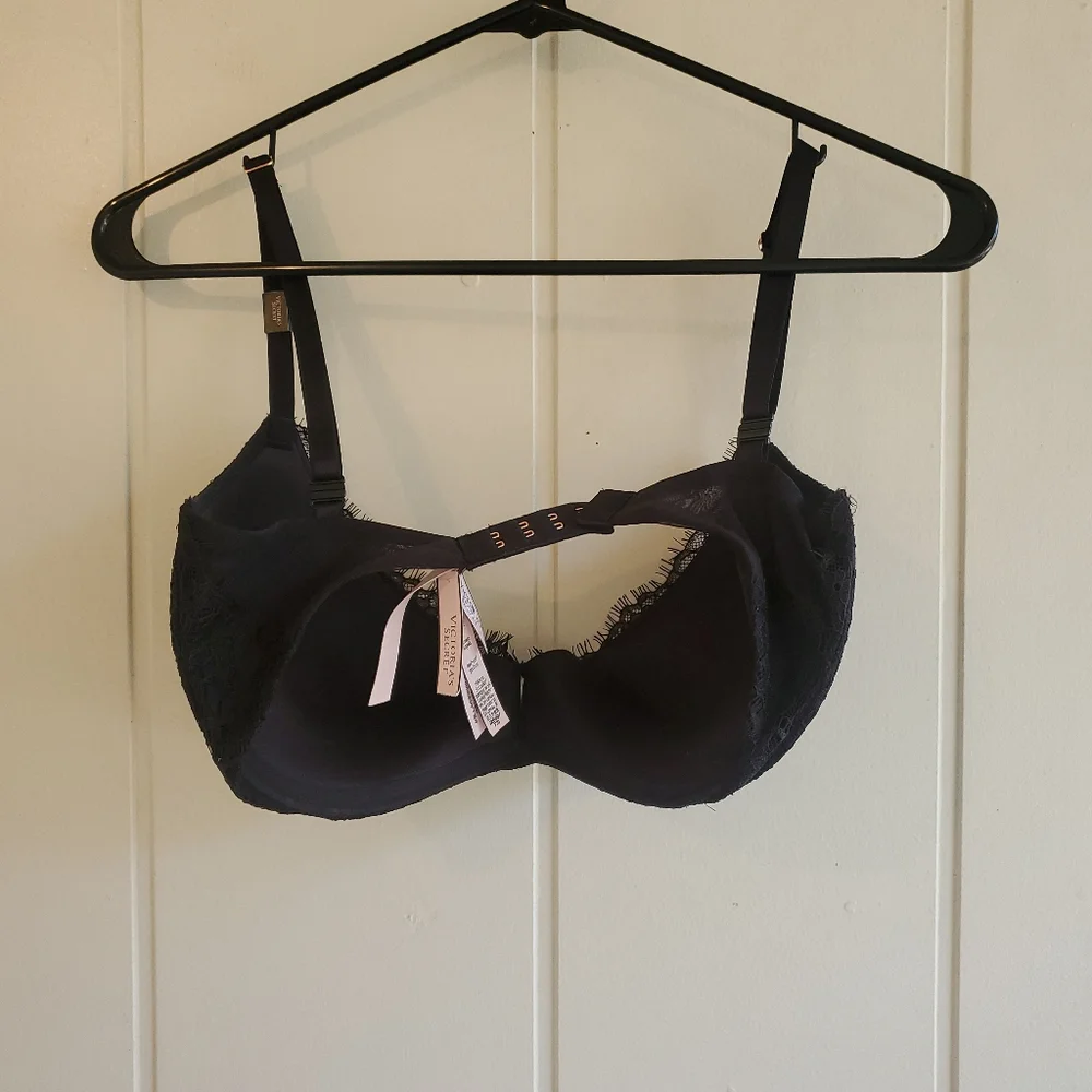 VICTORIA SECRET 32DDD DREAM ANGELS PUSH-UP BRA BLACK Lace Underwire New